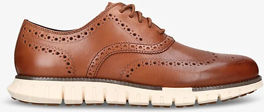 Mens Tan Zerøgrand Wingtip Leather Oxford Shoes Eur 45 / 11 Uk Men