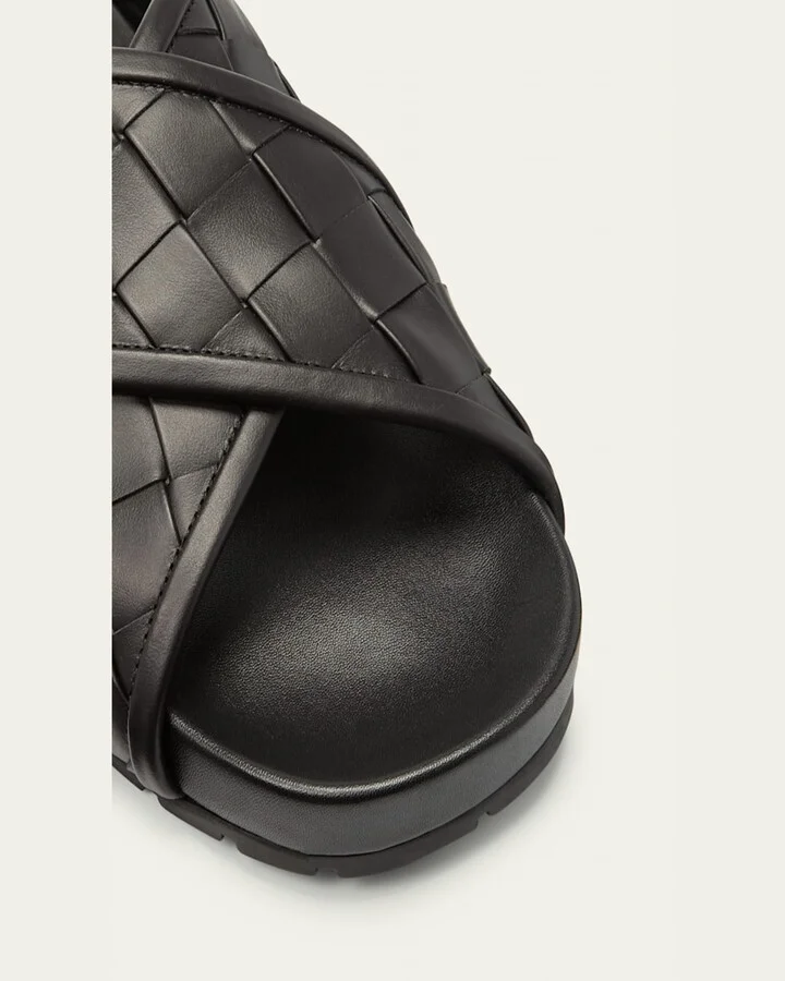 Men's Tarik Intrecciato Leather Crisscross Sandals - Image 5