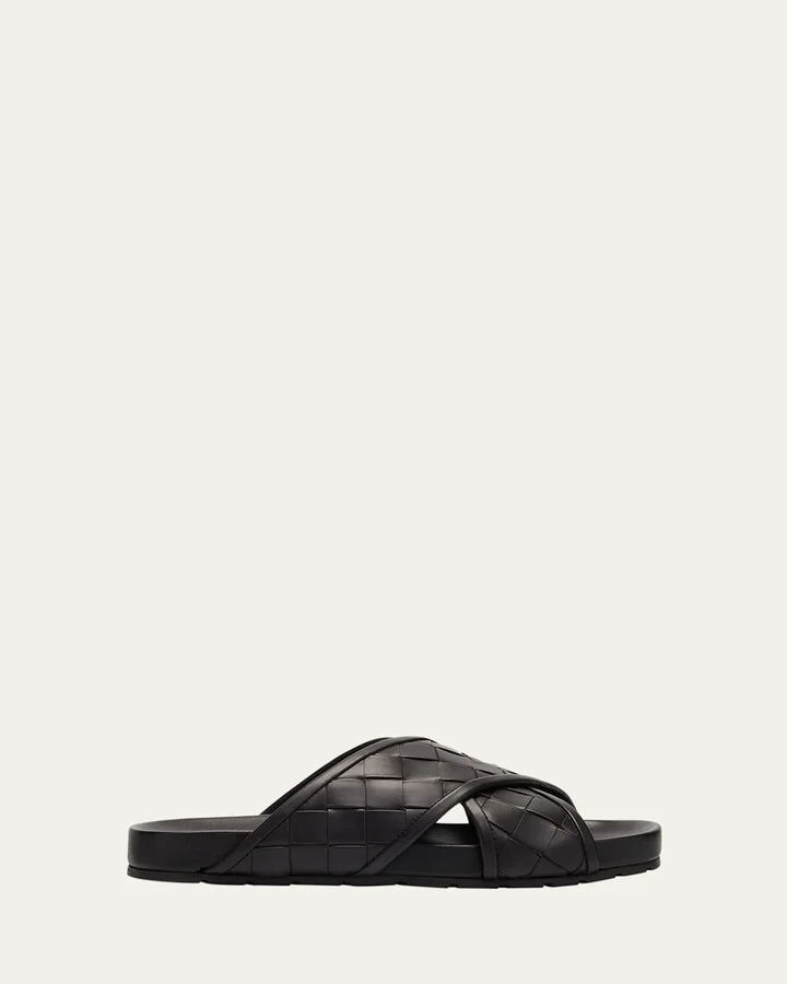 Men's Tarik Intrecciato Leather Crisscross Sandals