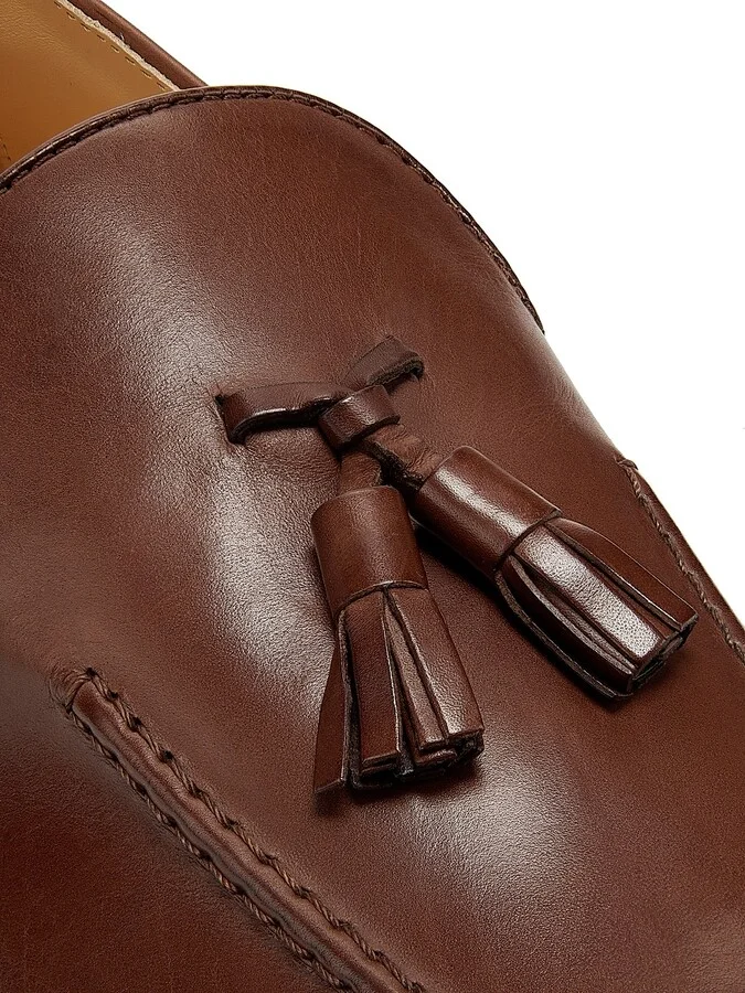 Men's Tassel-Accented Leather Loafers - Brown - Size 8 - Image 5