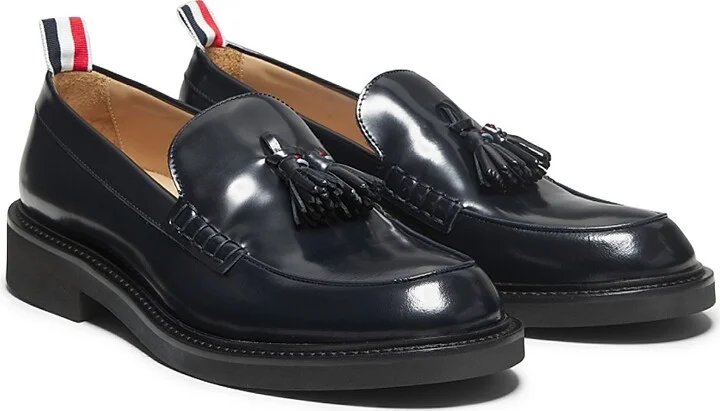 Men's Tassel Spazzolato Leather Loafers - Black - Size 11 - Image 2