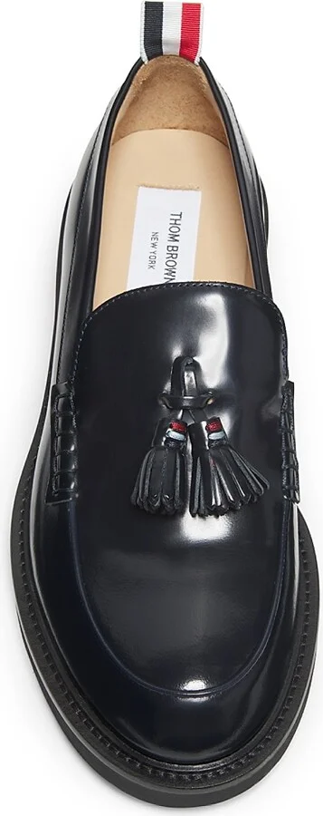 Men's Tassel Spazzolato Leather Loafers - Black - Size 11 - Image 3