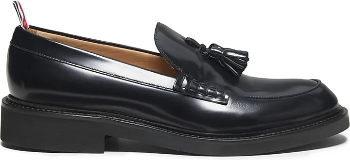 Men's Tassel Spazzolato Leather Loafers - Black - Size 11
