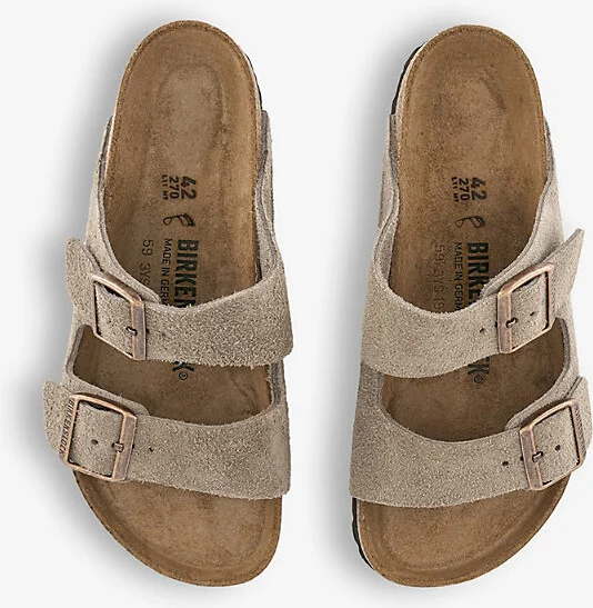 Mens Taupe Suede Arizona Double-Strap Leather Sandals Eur 40 / 6 Uk Men - Image 2