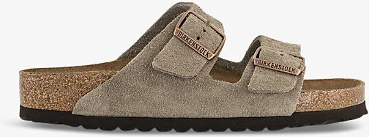 Mens Taupe Suede Arizona Double-Strap Leather Sandals Eur 40 / 6 Uk Men