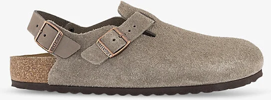 Mens Taupe Tokio Logo-Embossed Flat Suede Clogs Eur 43 / 9 Uk Men