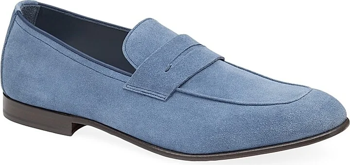 Men's Taylor Suede Penny Loafers - Denim - Size 8 - Image 2