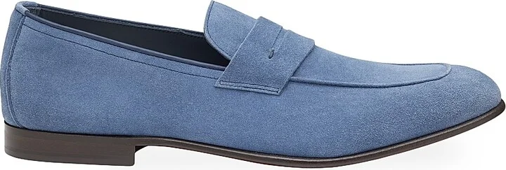Men's Taylor Suede Penny Loafers - Denim - Size 8