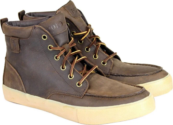 Men's Tedd Leather High Top Sneaker With Logo - Image 3