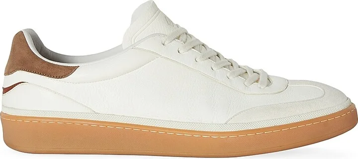 Men's Tennis Leather Sneakers - White - Size 7.5