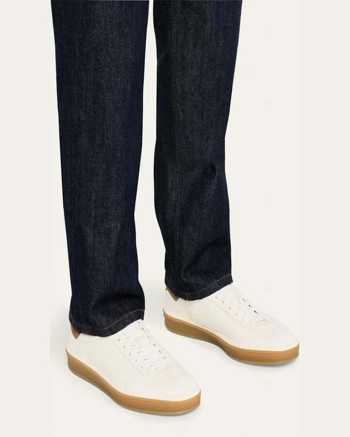 Men's Tennis Walk Mixed Leather Sneakers - Image 2