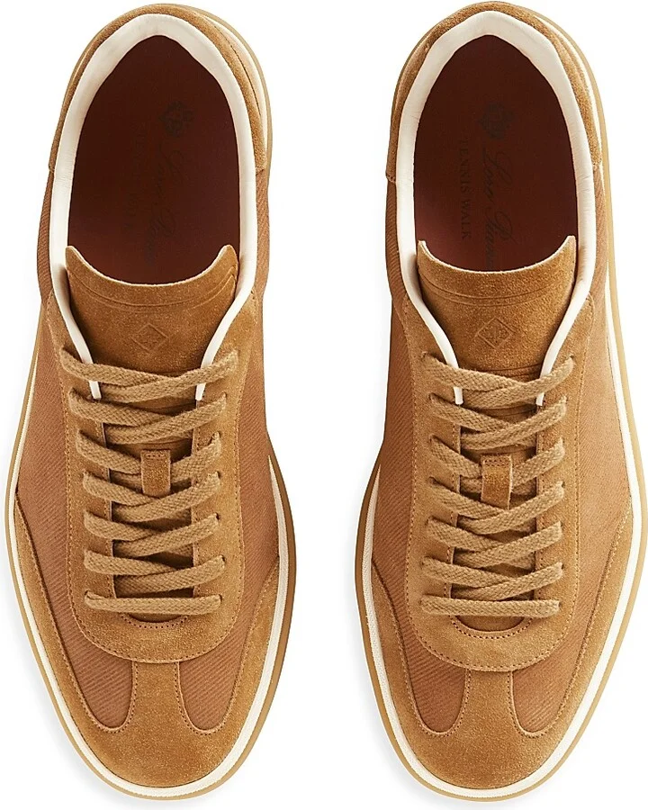 Men's Tennis Walk Suede Low-Top Sneakers - Whiskey - Size 9 - Image 4