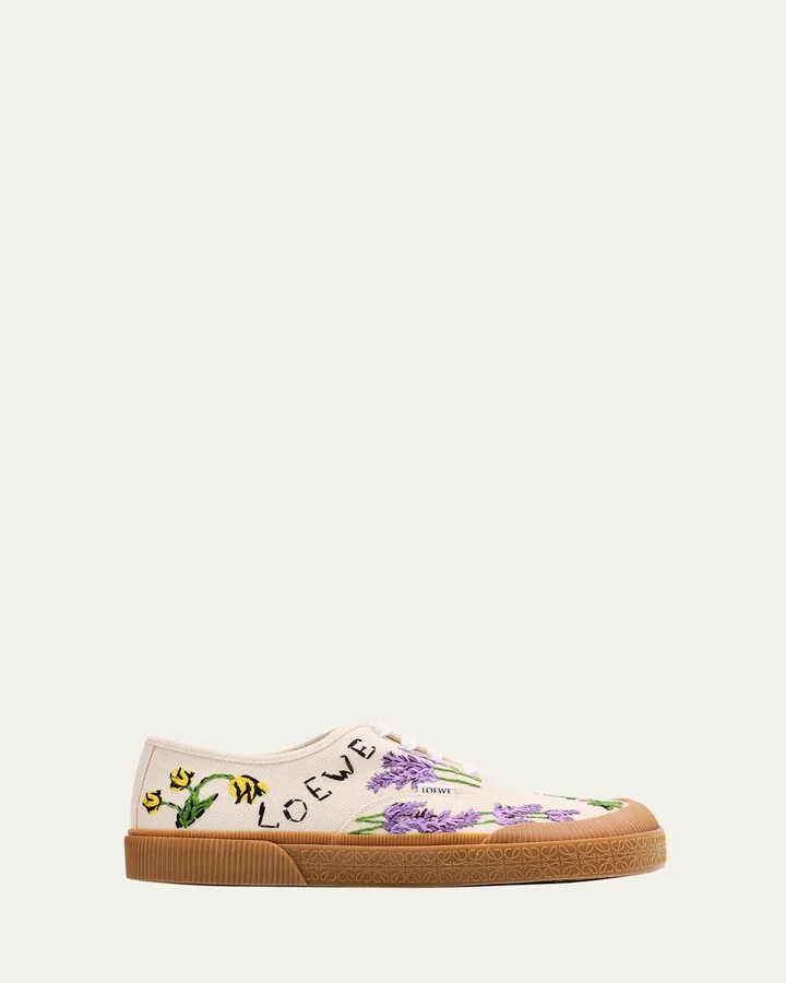 Men's Terra Embroidered Canvas Low-Top Sneakers