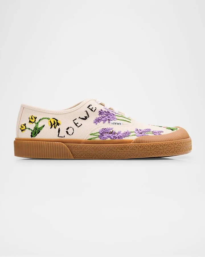 Men's Terra Embroidered Canvas Low-Top Sneakers