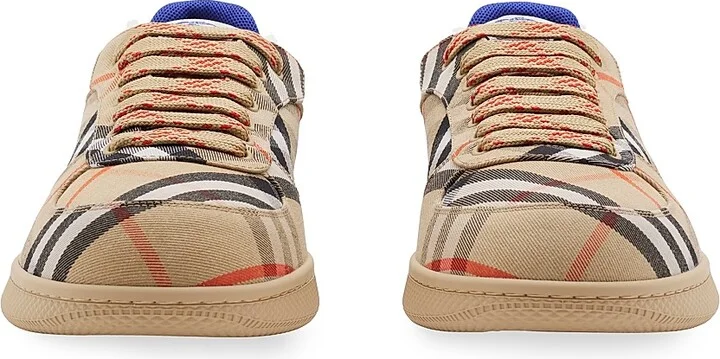 Men's Terrace Check Low-Top Sneakers - Sand - Size 6 - Image 2