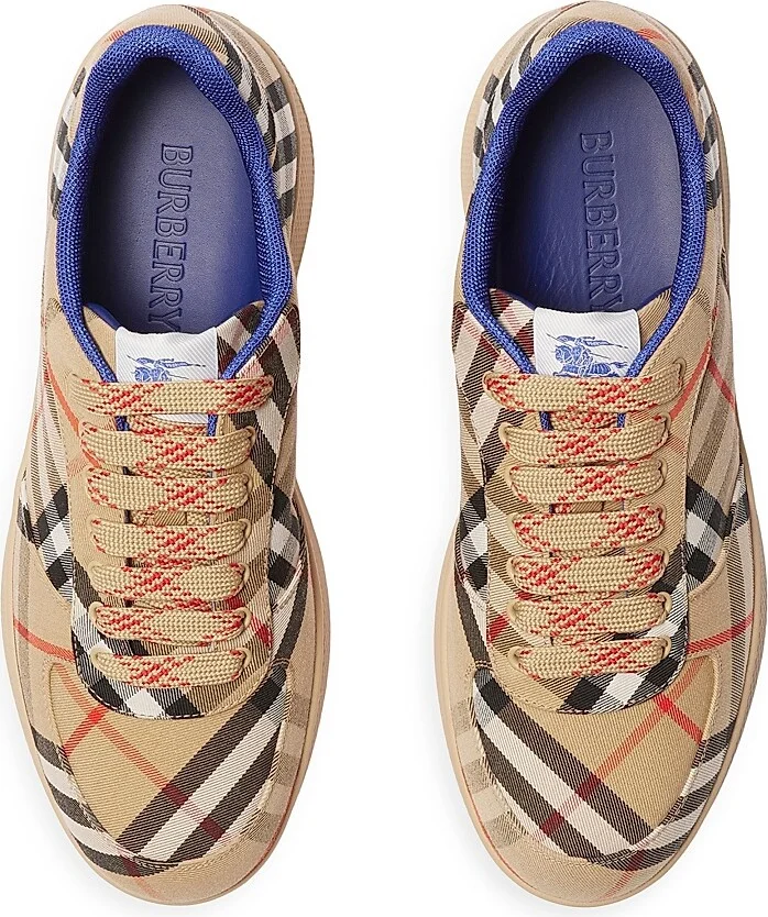 Men's Terrace Check Low-Top Sneakers - Sand - Size 6 - Image 4