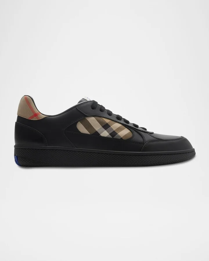 Men's Terrace Leather and Check Low-Top Sneakers
