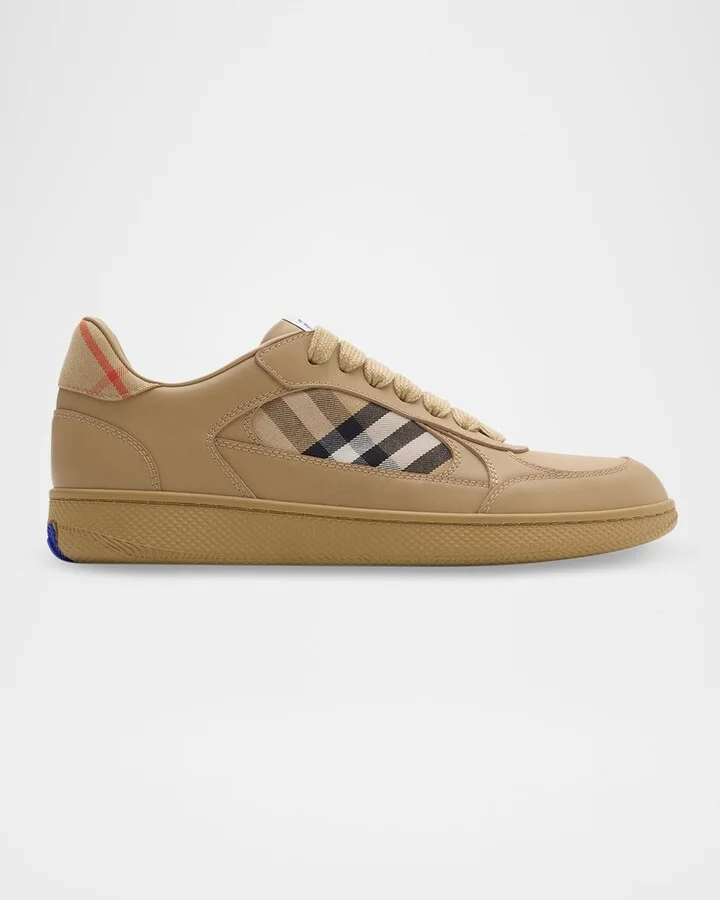 Men's Terrace Leather and Check Low-Top Sneakers