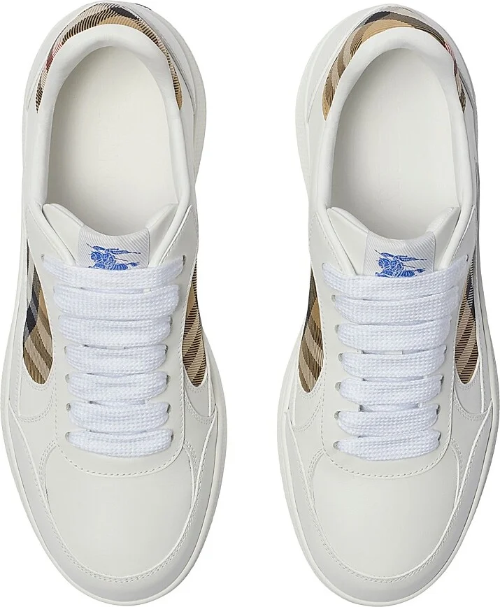 Men's Terrace Leather & Check Sneakers - Whitesand - Size 6 - Image 3
