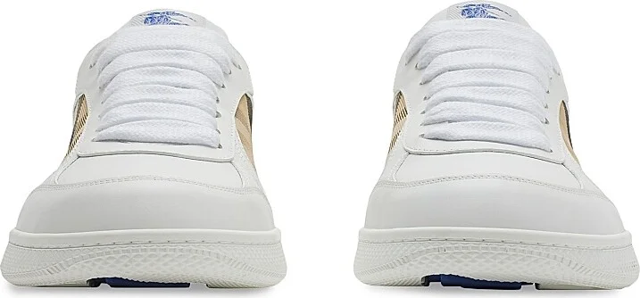 Men's Terrace Leather & Check Sneakers - Whitesand - Size 6 - Image 4