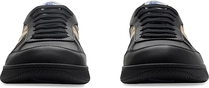Men's Terrace Leather & Check Sneakers - Whitesand - Size 6 - Image 8