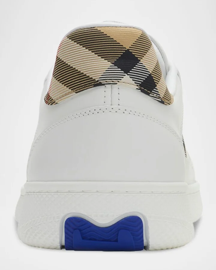 Men's Terrace Mix Leather and Check Low-Top Sneakers - Image 2