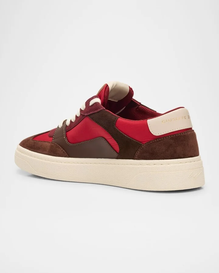 Men's Textile and Leather Low-Top Sneakers - Image 3