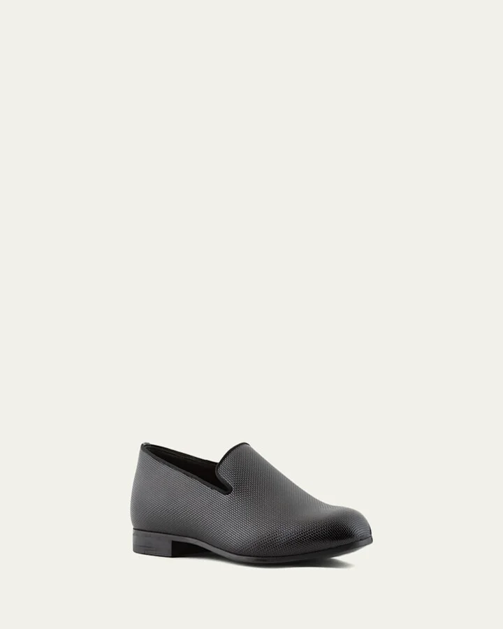 Men's Textured Leather Grosgrain-Trim Loafers - Image 6