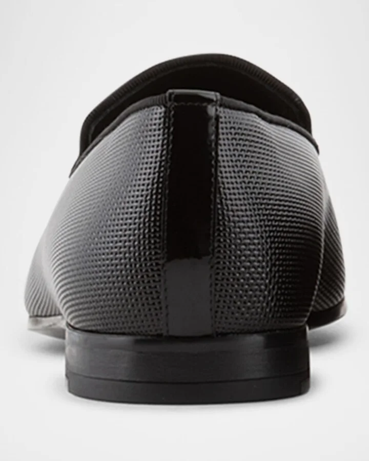 Men's Textured Leather Grosgrain-Trim Loafers - Image 3