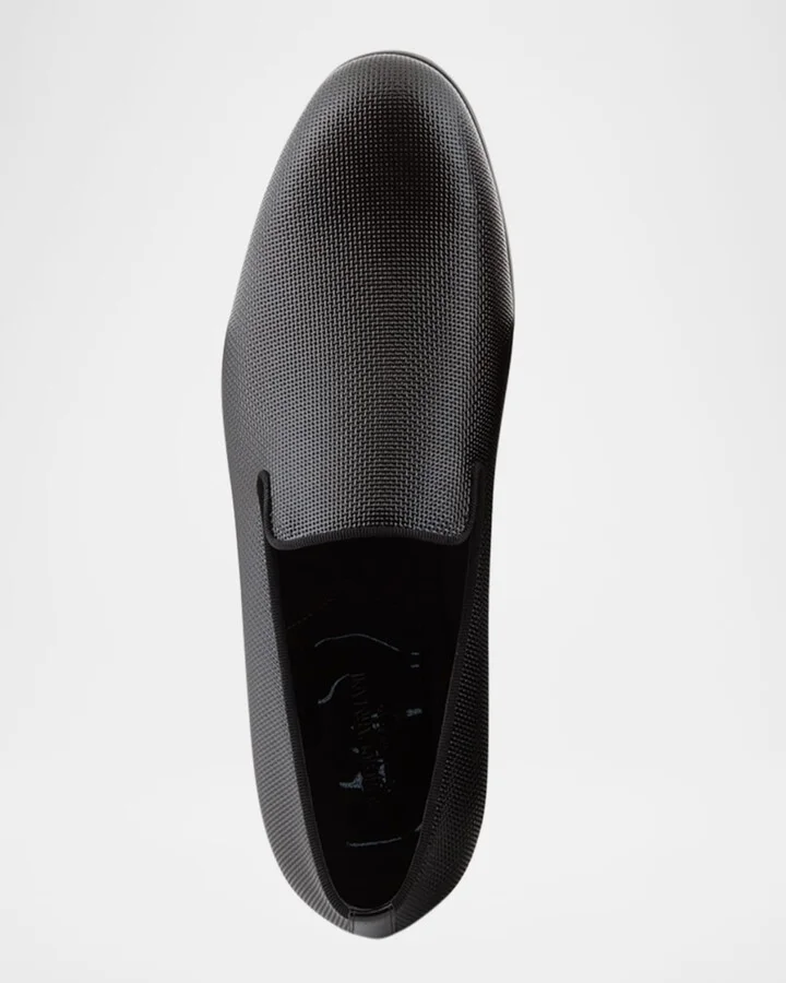 Men's Textured Leather Grosgrain-Trim Loafers - Image 5