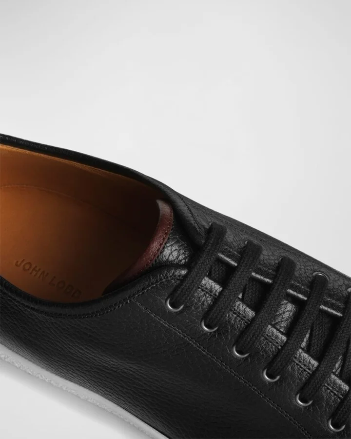 Men's Textured Leather Low-Top Sneakers - Image 2