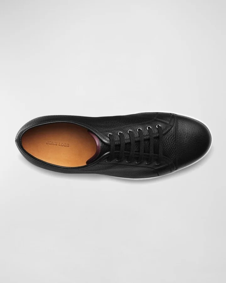 Men's Textured Leather Low-Top Sneakers - Image 4