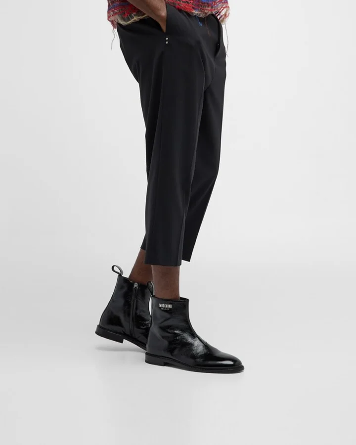 Men's Textured Logo-Plate Ankle Boots - Image 3