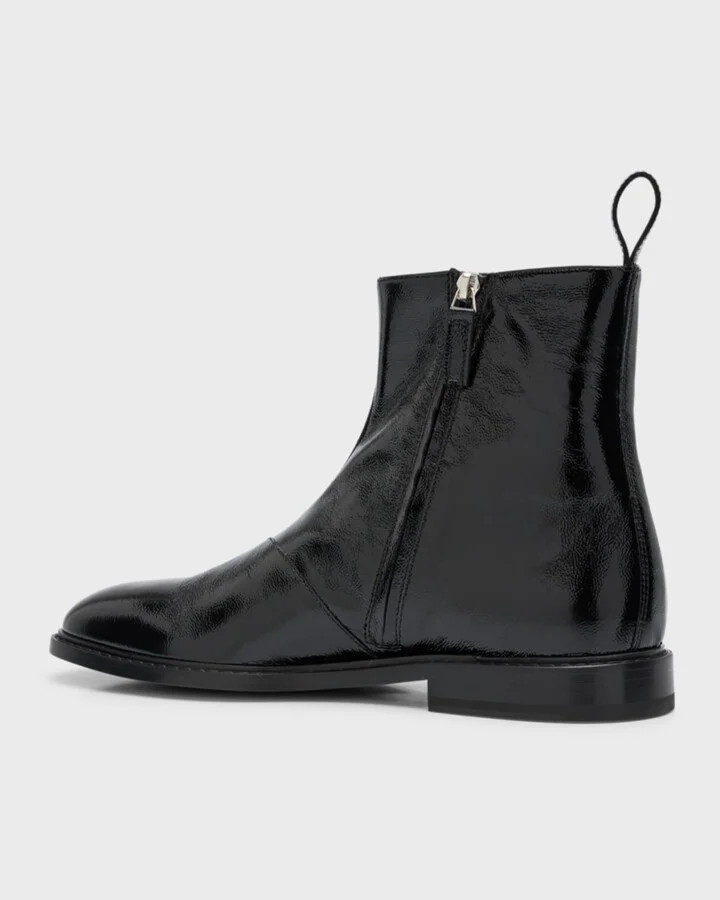 Men's Textured Logo-Plate Ankle Boots - Image 9