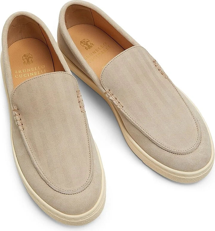 Men's Textured Suede Loafers - Beige - Size 10.5 - Image 4