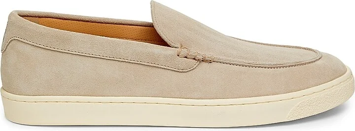 Men's Textured Suede Loafers - Beige - Size 10.5