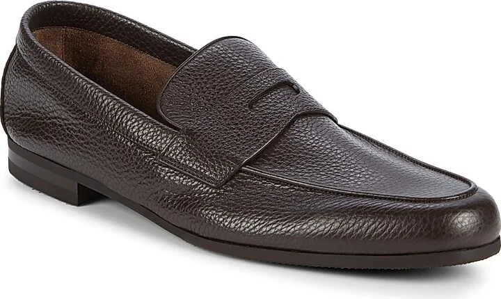 Men's Thorne Pebble-Grained Leather Penny Loafers - Dark Brown - Size 9 - Image 2
