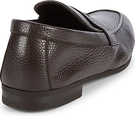 Men's Thorne Pebble-Grained Leather Penny Loafers - Dark Brown - Size 9 - Image 3