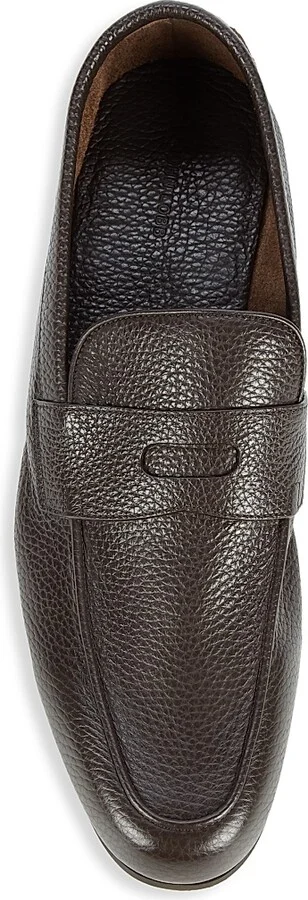 Men's Thorne Pebble-Grained Leather Penny Loafers - Dark Brown - Size 9 - Image 5