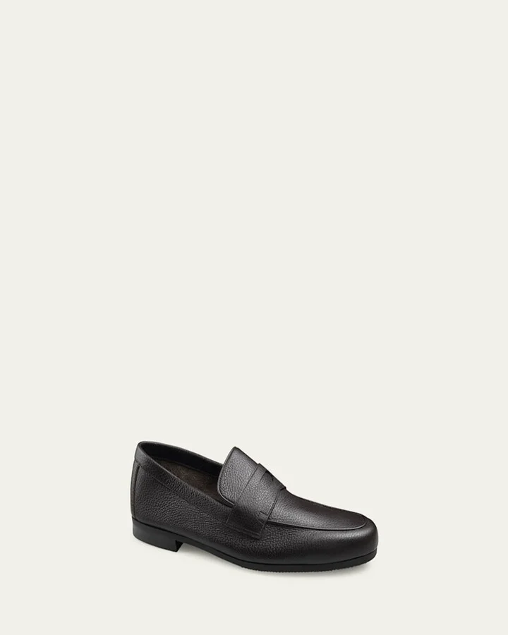 Men's Thorne Soft Textured Leather Penny Loafers - Image 2