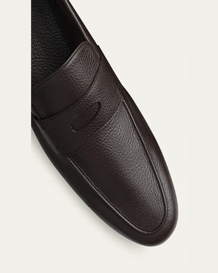 Men's Thorne Soft Textured Leather Penny Loafers - Image 3