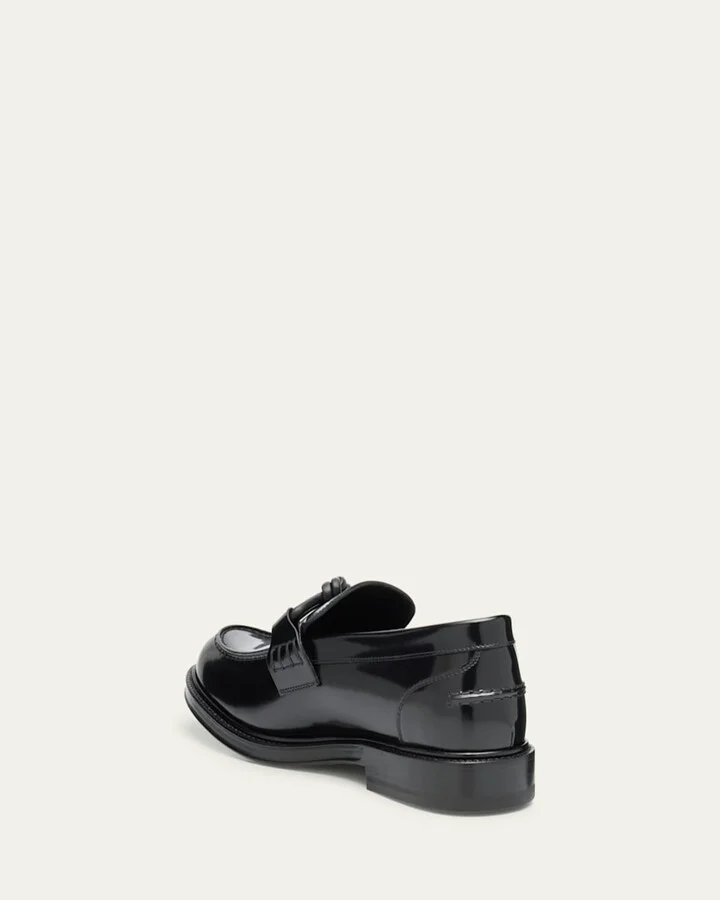 Men's Tie Brushed Calfskin Bit Loafers - Image 4