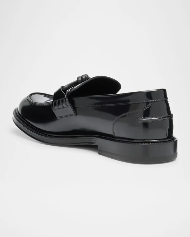 Men's Tie Brushed Calfskin Bit Loafers - Image 7