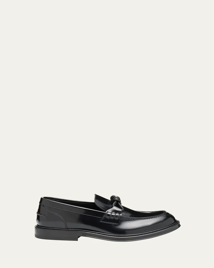 Men's Tie Brushed Calfskin Bit Loafers