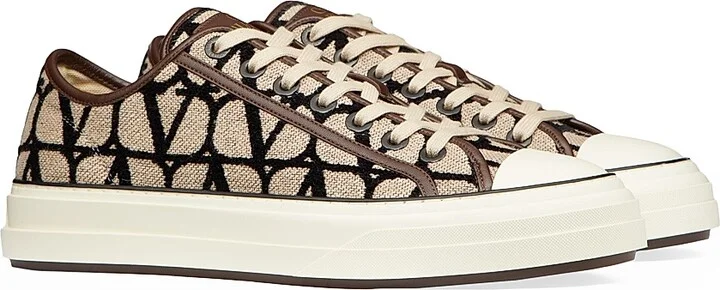 Men's Toile Iconographe Totaloop Low-Top Sneakers - Beige Black - Size 10.5 - Image 2