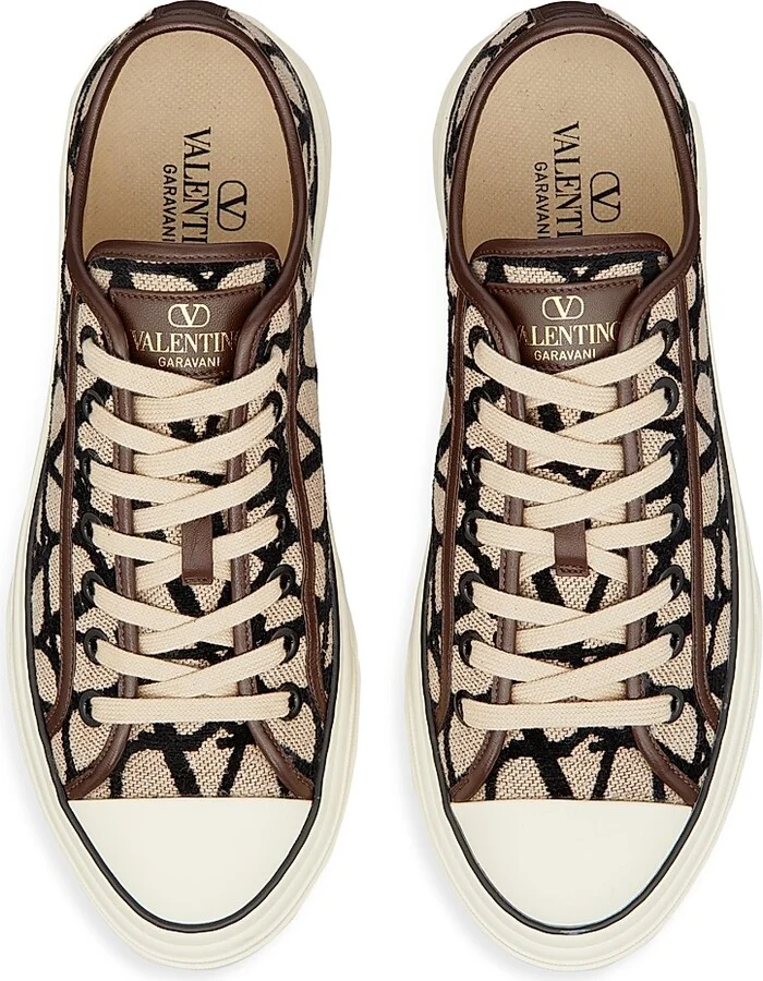 Men's Toile Iconographe Totaloop Low-Top Sneakers - Beige Black - Size 10.5 - Image 4