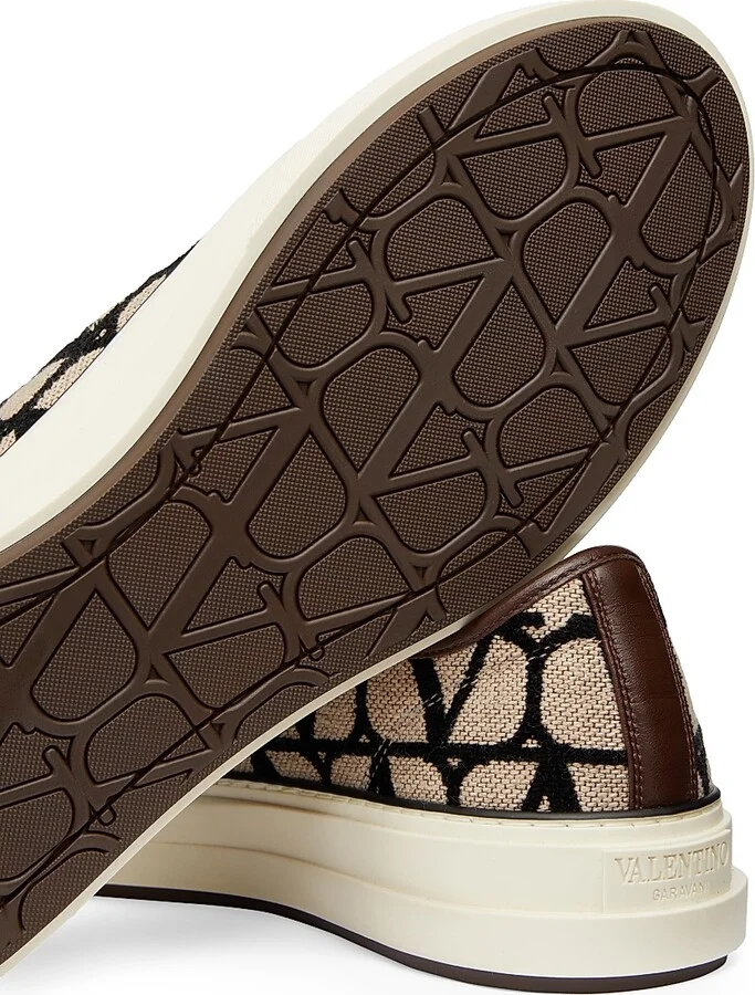 Men's Toile Iconographe Totaloop Low-Top Sneakers - Beige Black - Size 10.5 - Image 5