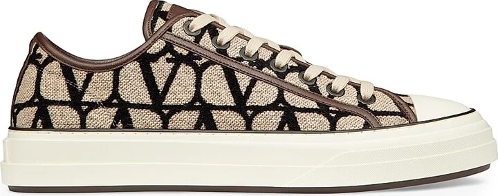 Men's Toile Iconographe Totaloop Low-Top Sneakers - Beige Black - Size 10.5