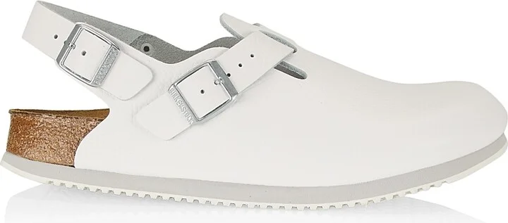 Men's Tokio Leather Big Buckle Clogs - White - Size 10
