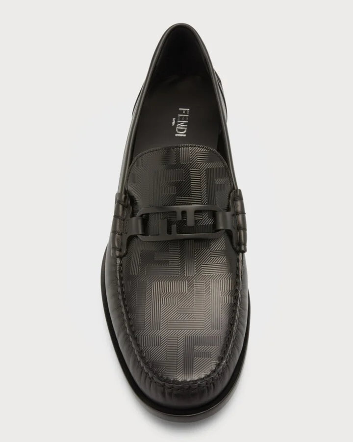 Men's Tonal FF-Monogram Leather Loafers - Image 4
